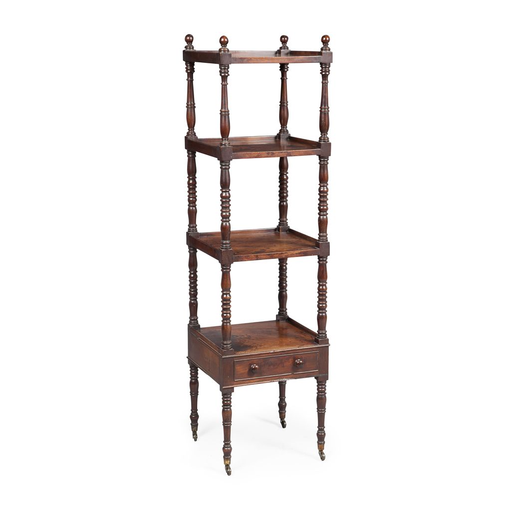 Appraisal: REGENCY MAHOGANY WHATNOT EARLY TH CENTURY with four tray tiers