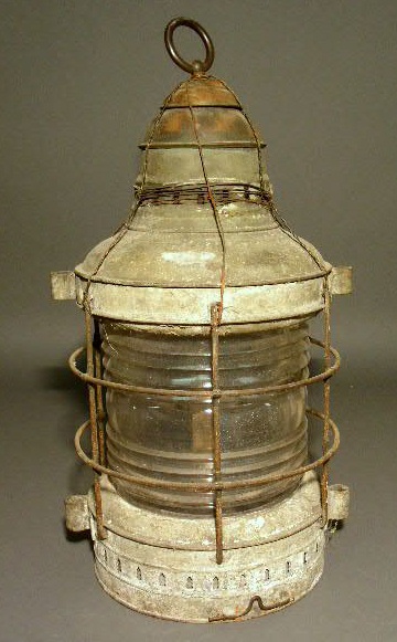 Appraisal: Early masthead lamp galvanized metal with copper cap and original