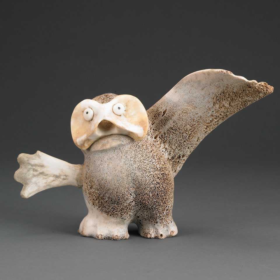 Appraisal: AUGUSTIN ANAITTUQ - E - Pelly Bay SPIRIT OWL bone