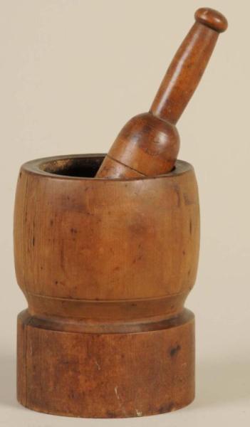 Appraisal: Carved Wooden Mortar Pestle Size - H - Dia