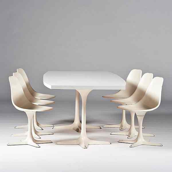 Appraisal: Eero Saarinen Style Conference Table and Tulip Chairs A Burke