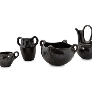 Appraisal: A Group of Handled Blackware Pottery Articles Early mid th