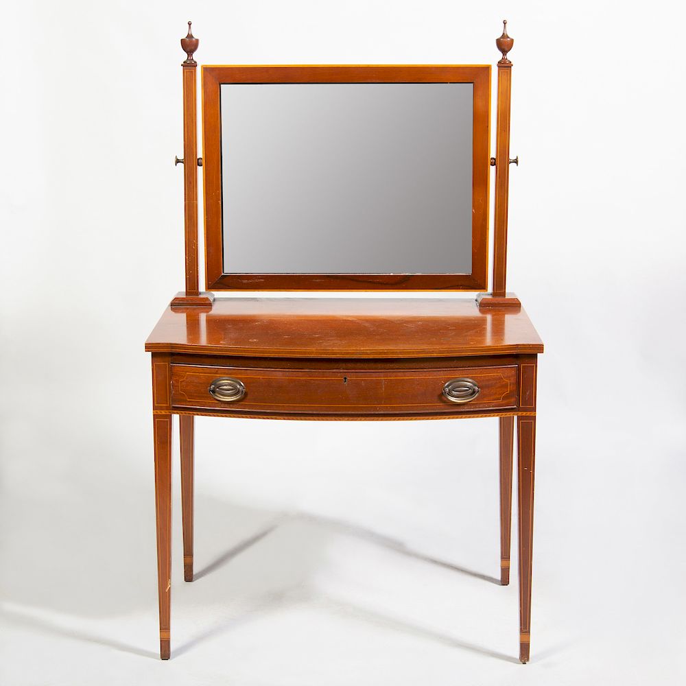 Appraisal: George III Style Inlaid Mahogany Dressing Table ft x x