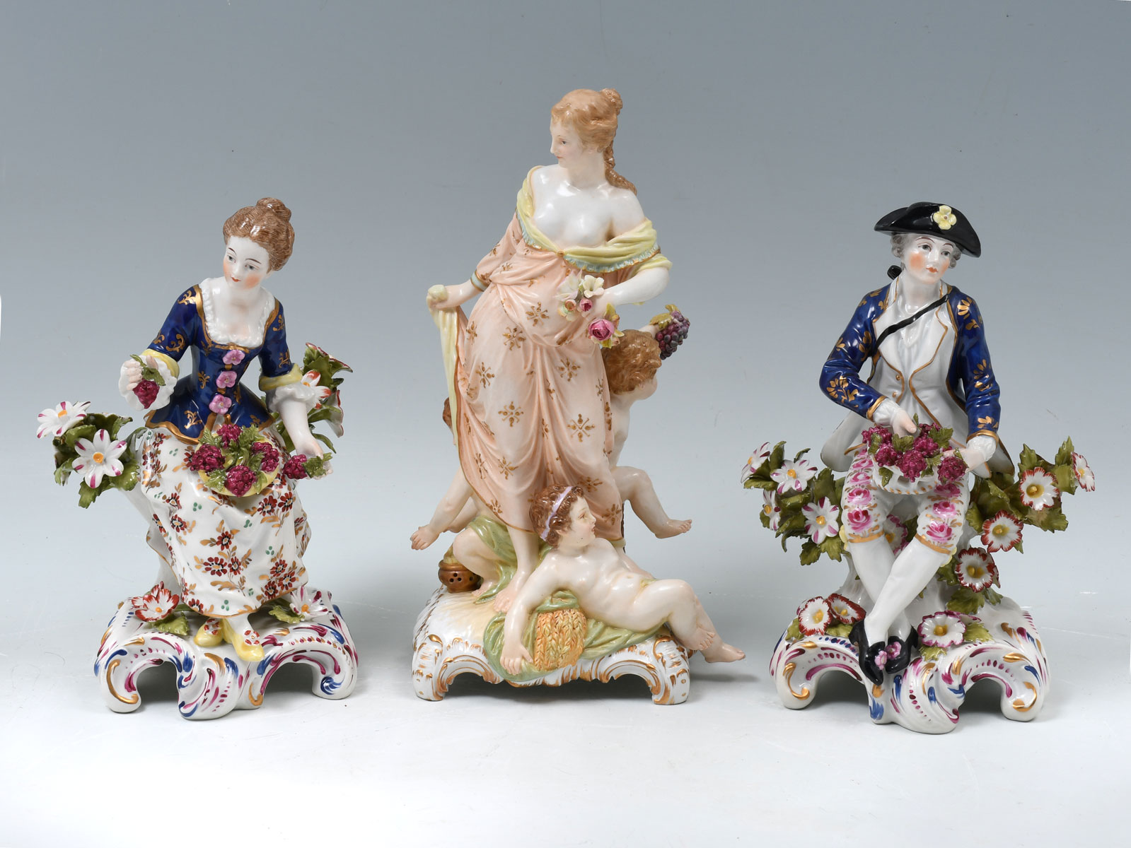 Appraisal: PC CHELSEA KPM PORCELAIN FIGURES Comprising - KPM porcelain semi-nude