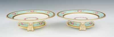 Appraisal: A Pair of Continental Porcelain Cake Plates A delicate matched