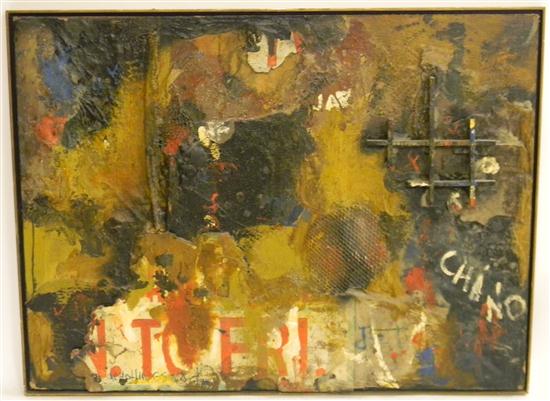 Appraisal: Alvin Carl Hollingsworth American - oil and wood abstract collage