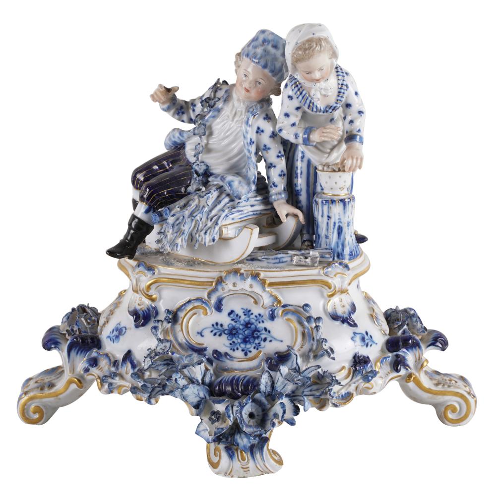 Appraisal: MEISSEN PORCELAIN FIGURAL GROUPblue crossed swords mark depicting two children