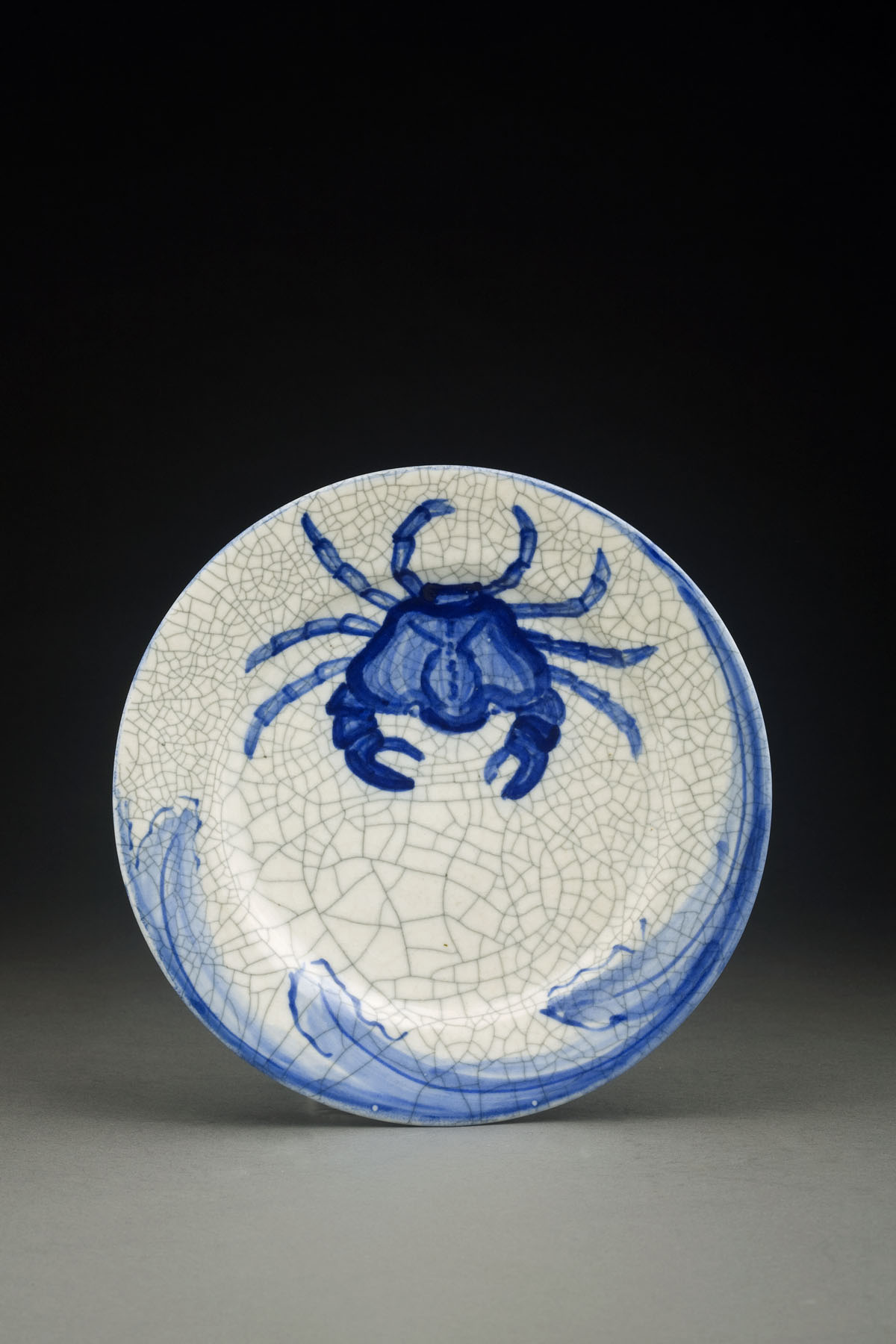 Appraisal: DEDHAM POTTERY 'CRAB' PATTERN PLATE Asymmetrically painted in medium and