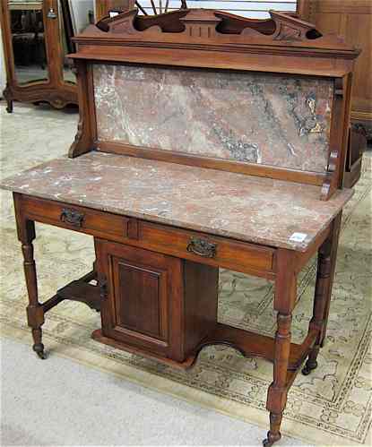 Appraisal: LATE VICTORIAN SATINWOOD WASHSTAND English c having a rose marble