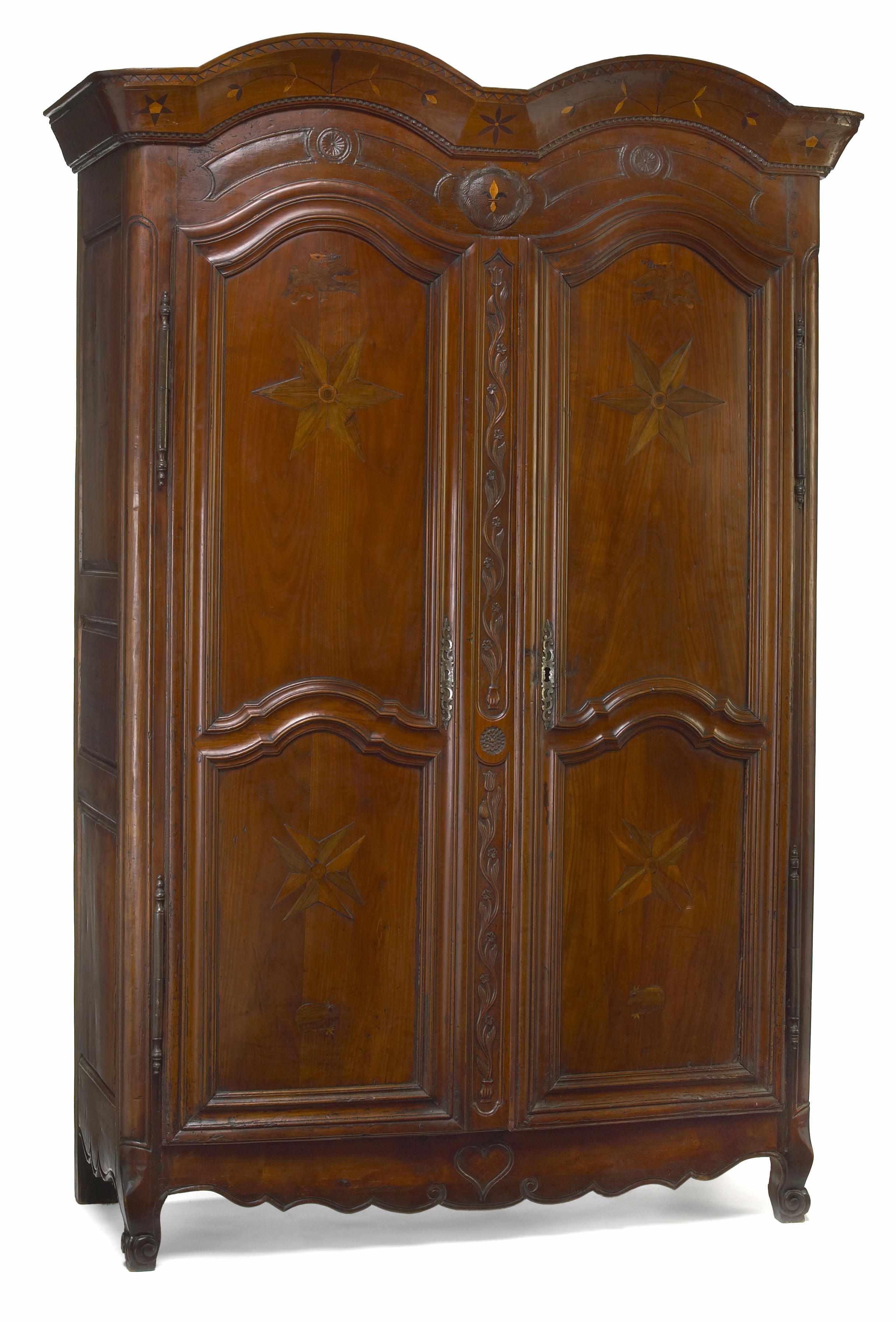 Appraisal: A Louis XV inlaid walnut armoire second half th centuryheight