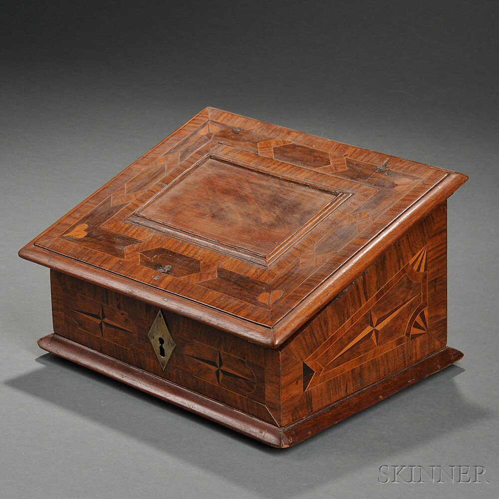 Appraisal: Inlaid Writing Box possibly America early th century the slant