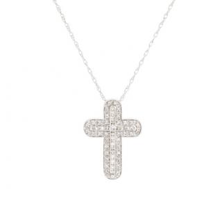 Appraisal: k White Gold and Diamond Cross Pendant Necklace Ladies k