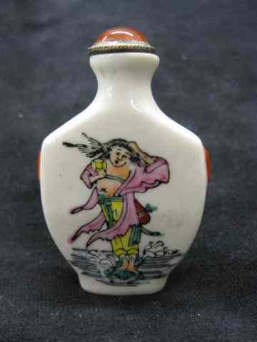 Appraisal: Chinese Porcelain Snuff Bottle figure standing on frog '' signed