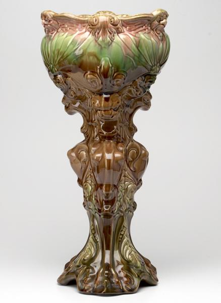 Appraisal: MAJOLICA Jardiniere with griffin design early th C