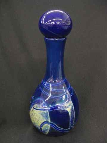 Appraisal: Gonzales Art Glass Decanter trailing vine on rich blue ''