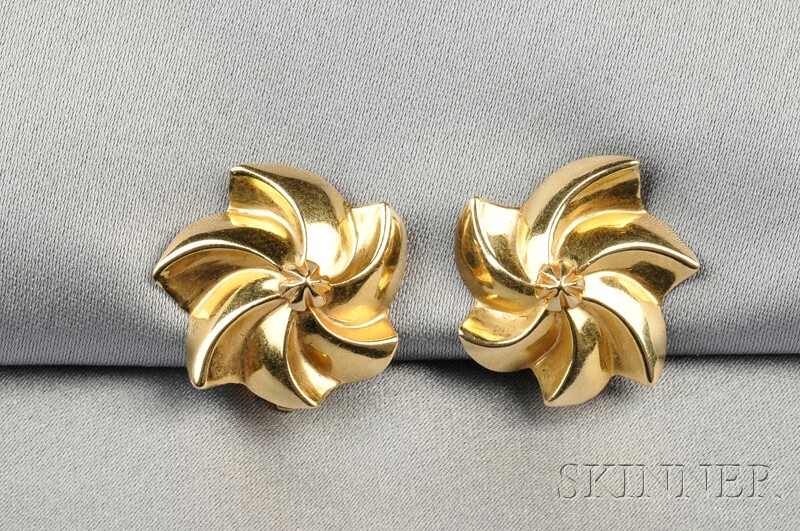 Appraisal: kt Gold Earclips Tiffany Co each designed as a pinwheel