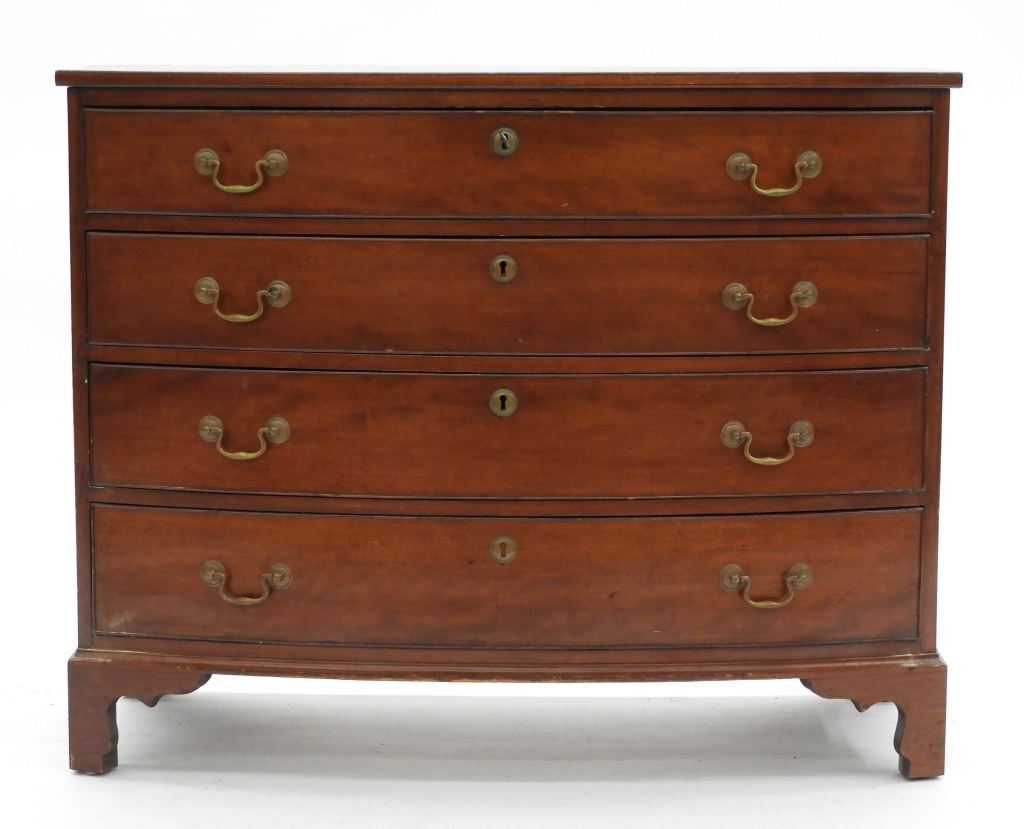 Appraisal: FINE RHODE ISLAND CHERRY BOW FRONT DRAWER CHEST Rhode Island