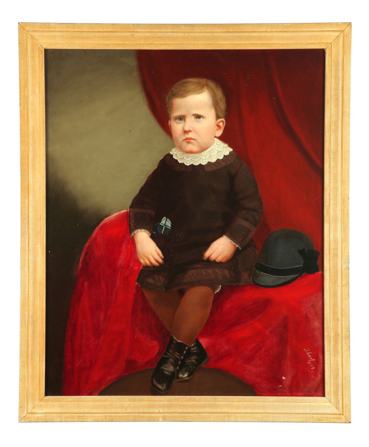 Appraisal: PORTRAIT OF YOUNG BOY SIGNED THORP AMERICAN TH CENTURY Oil