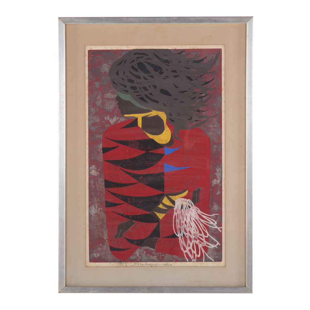 Appraisal: Tadashi Nakayama Red Coat color woodcut Japanese - Signed and