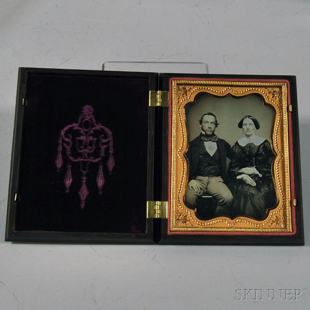 Appraisal: Quarter-plate Daguerreotype Portrait of a Young Married Couple the couple