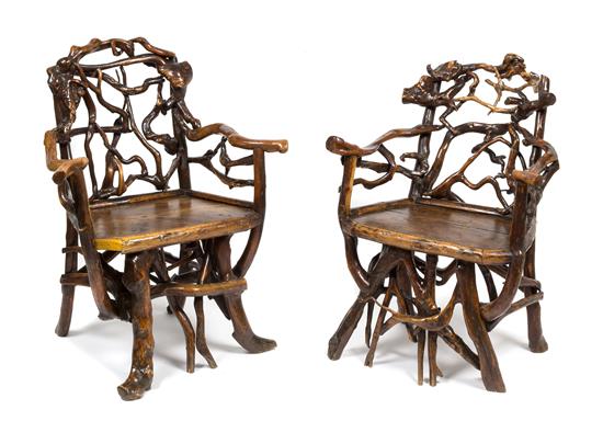 Appraisal: Sale Lot A Pair of Natural Branch and Limb Chairs