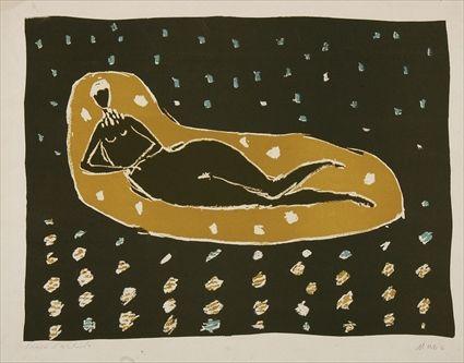 Appraisal: ZORAN MUSIC - UNTITLED RECLINING NUDE Lithograph in color x