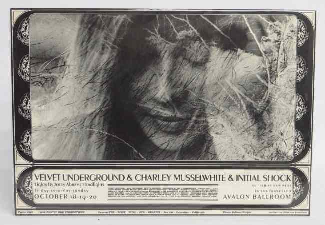 Appraisal: Rock poster ''Velvet Underground Charley Musselwhite Initial Shock Avalon Ballroom''