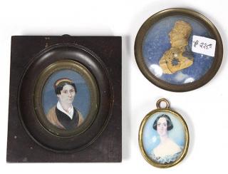 Appraisal: lot of Portrait miniatures th century comprising a Continental wax