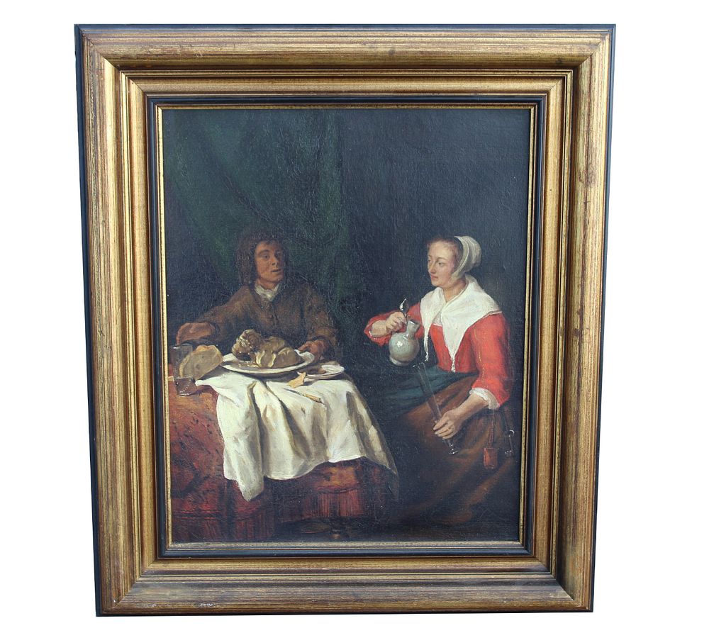 Appraisal: Early Dutch School Painting The Breakfast Early Antique Dutch School