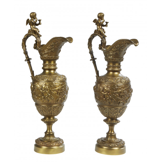 Appraisal: Pair of French Gilt Bronze Baluster Ewers late th c