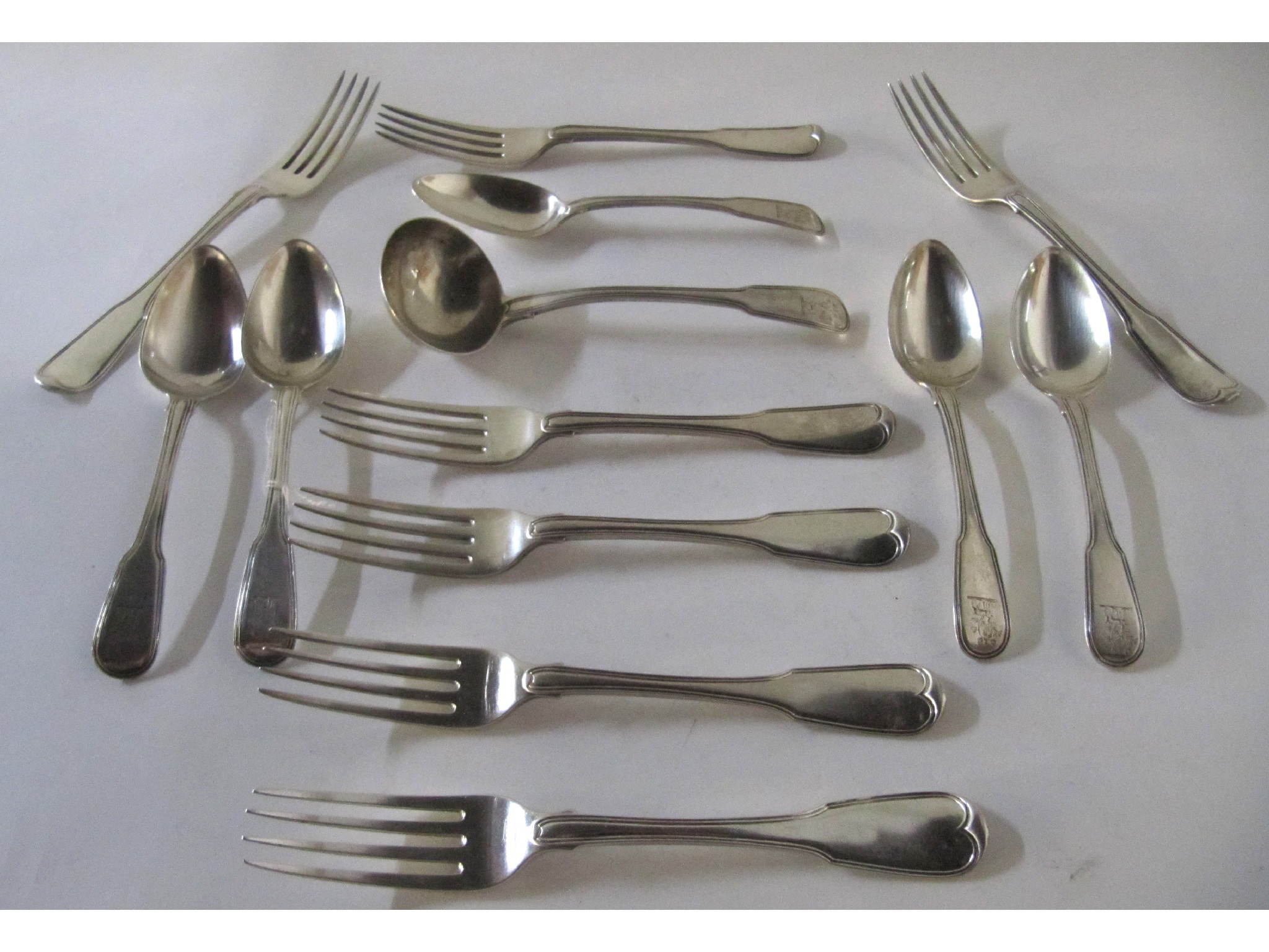 Appraisal: A lot comprising silver cutlery comprising five dessert spoons seven