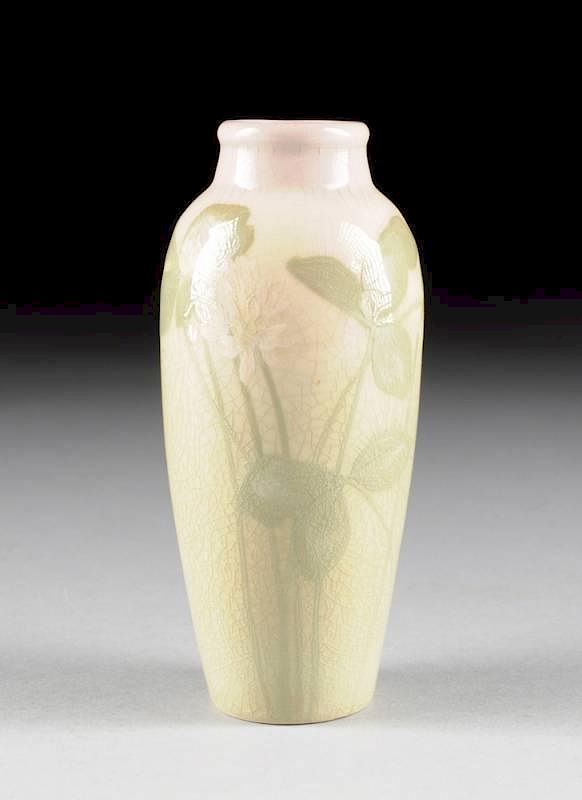 Appraisal: A ROOKWOOD POTTERY WHITE IRIS GLAZE VASE DECORATED BY OLGA