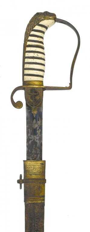 Appraisal: AN PATTERN ROYAL NAVY OFFICER'S SWORD AND SCABBARD with blued