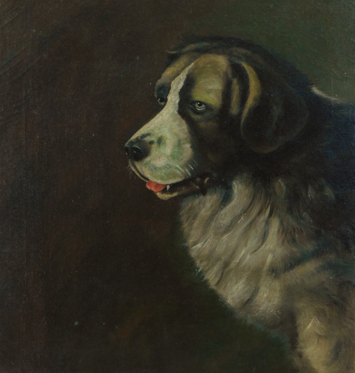 Appraisal: C AMERICAN VICTORIAN PORTRAIT OF ST BERNARD DOG United States