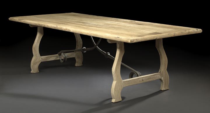 Appraisal: Spanish Provincial Oak Guard Room Table the rectangular banded top