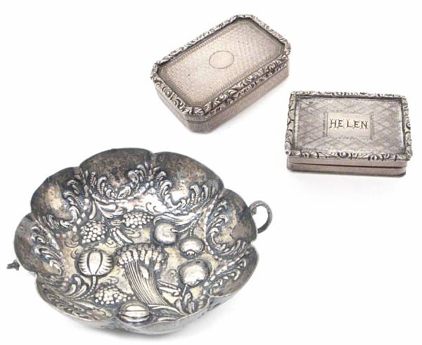 Appraisal: A group of two English silver vinaigrettes Comprising one by