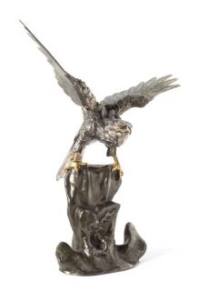 Appraisal: A Japanese Silvered Bronze Eagle A Japanese Silvered Bronze Eagle