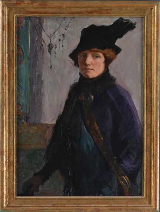 Appraisal: MARY BRADISH TITCOMB - SELF-PORTRAIT IN PURPLE VELVET Oil on