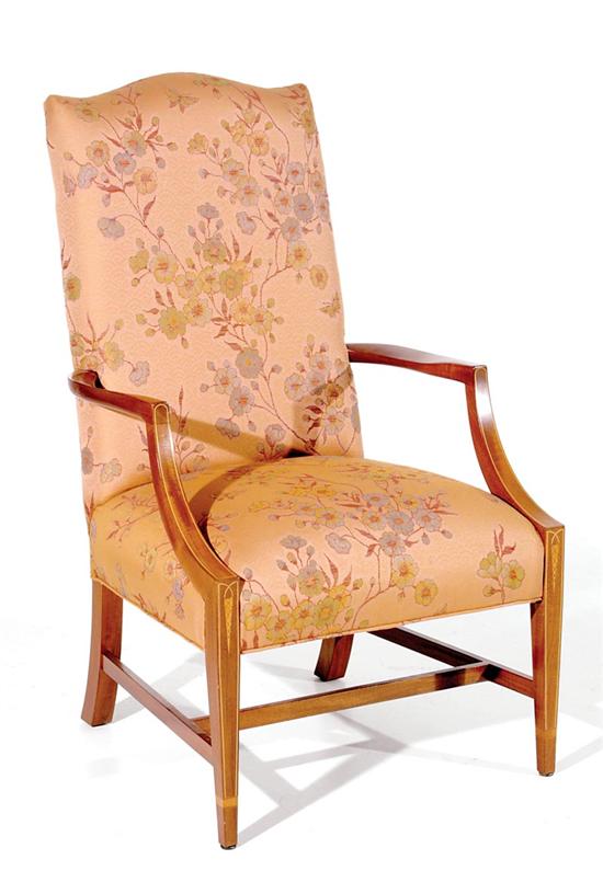 Appraisal: Hepplewhite style inlaid mahogany open armchair Benjamin Covington Columbia South