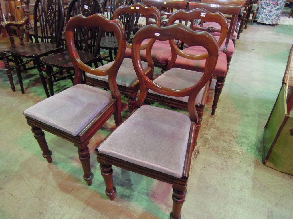 Appraisal: A set of four Victorian mahogany balloonback dining chairs with