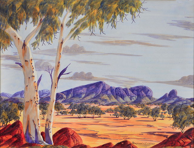 Appraisal: BENJAMIN LANDARA - Australian landscape with gumtrees signed watercolour x