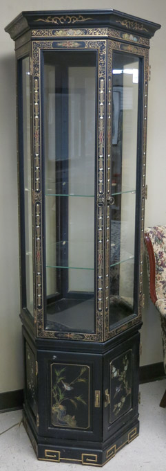 Appraisal: HEXAGONAL CURIO CABINET Chinese th century having six glass panel