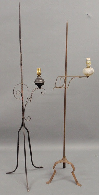 Appraisal: Two iron standing floor lamps h