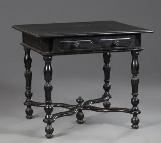 Appraisal: French Louis XIII Style Ebonized Oak Writing Table French Louis