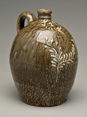 Appraisal: Decorated Edgefield gallon jug ovoid with runny alkaline glaze circular