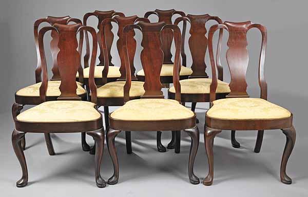 Appraisal: A Set of Ten Queen Anne-Style Mahogany Dining Chairs comprising