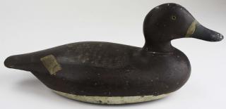 Appraisal: Bluebill hen decoy with scratch paint decoration Branded PAT H