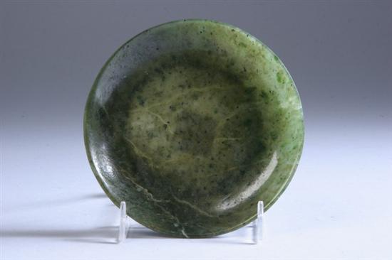 Appraisal: CHINESE SPINACH JADE DISH th century - in diam