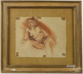 Appraisal: Moses Soyer American - charcoal and wash nude signed lower