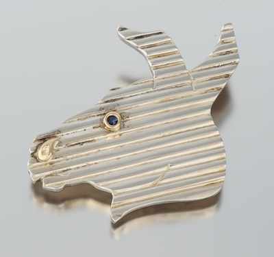 Appraisal: A Tiffany Co Sterling Silver and Sapphire Donkey Pin Tiffany